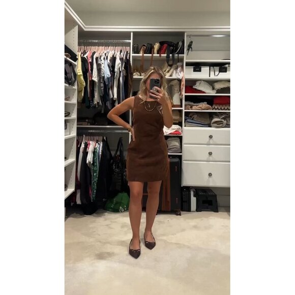 FREE PEOPLE Atlas Cutout Faux Suede Minidress in Chicory Coffee Size Medium - Picture 13 of 14